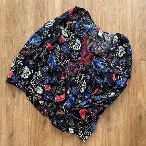 Old Navy Long Sleeve V-Neck Blouse Floral Multi Women’s Size S